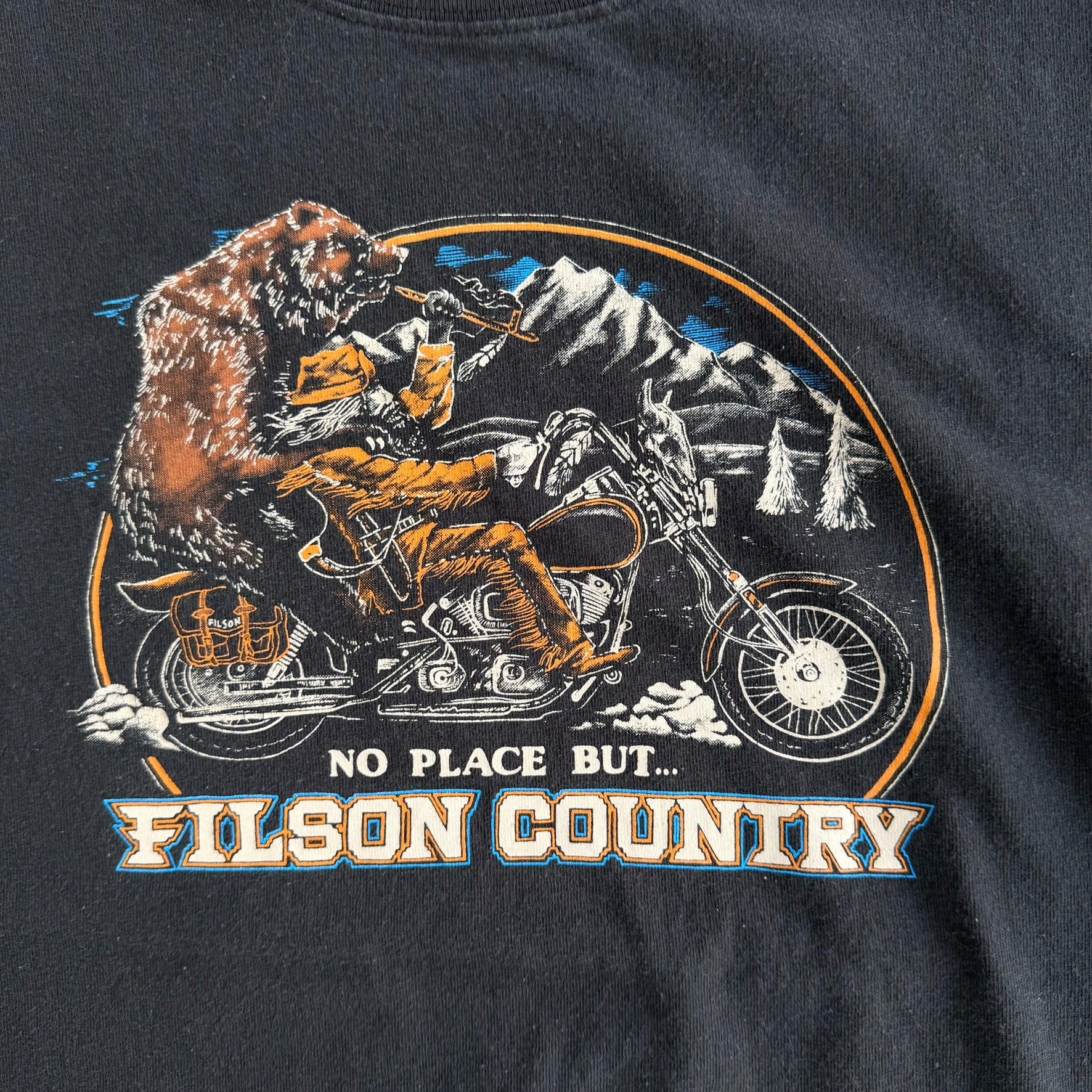 Vintage Filson Country Bear & Motorcycle Graphic Made In USA Tee - M
