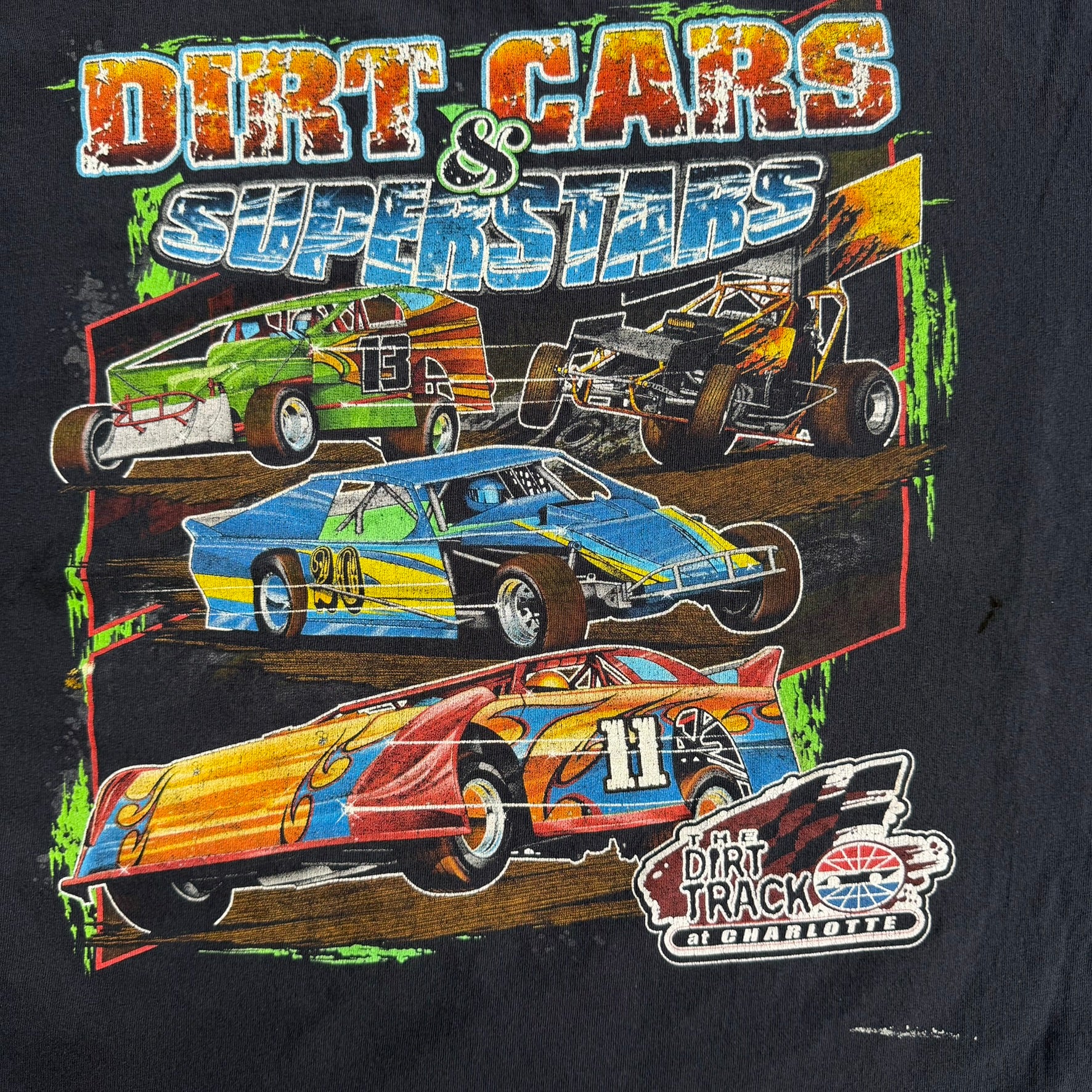 Vintage The Dirt Track Charlotte North Carolina Dirt Cars & Superstars Graphic Tee - 2XL