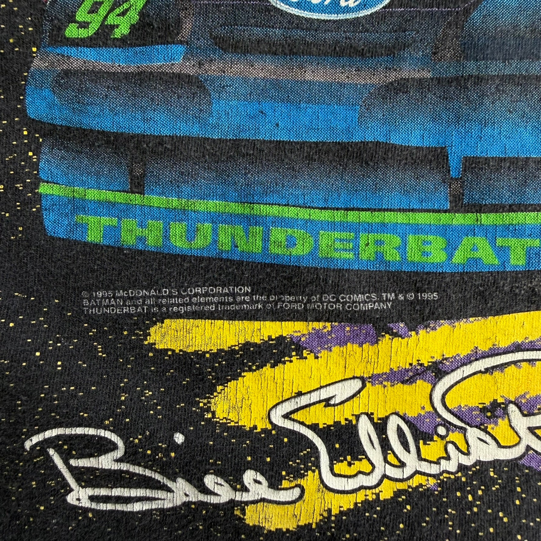 Vintage '95 Nascar Bill Elliot McDonald Racing Team Batman Forever Jumbo Print Made In USA Single Stitch Tee - L