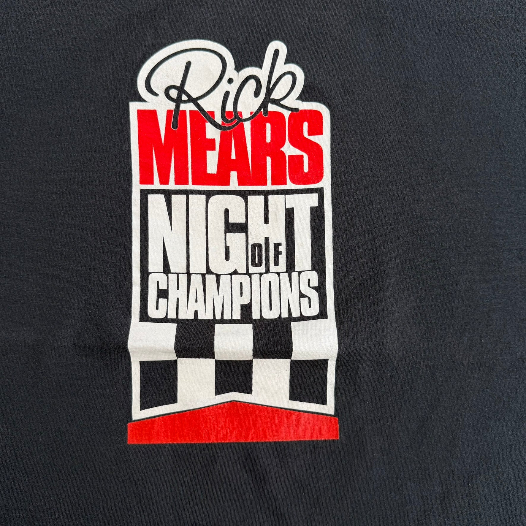 J- Vintage 90s Indy Car Rick Mears Night Of Champions Racing Graphic Made In USA Single Stitch Tee - 2XL