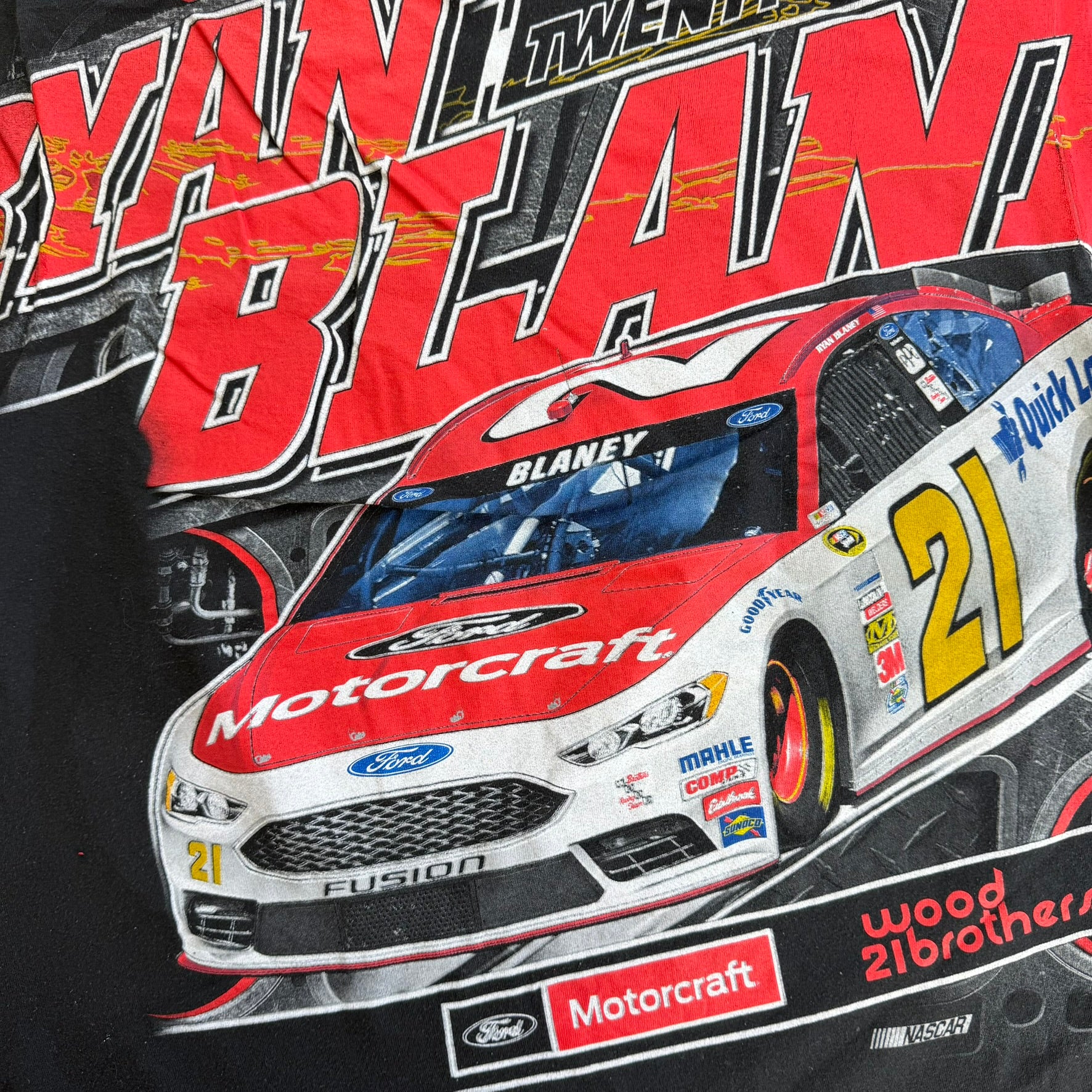 J- Nascar Bryan Blaney Text & Car Graphic Tee - L