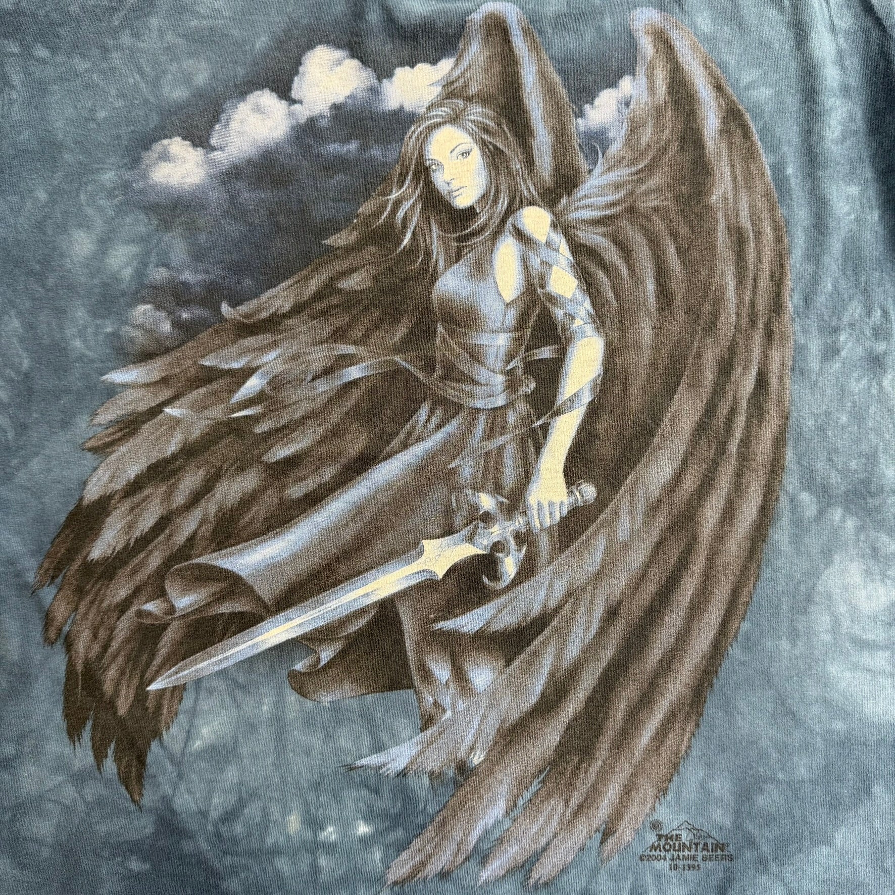 J- Vintage '04 The Mountain Fantasy Women Warrior Graphic Acid Wash Made In USA Tee - L