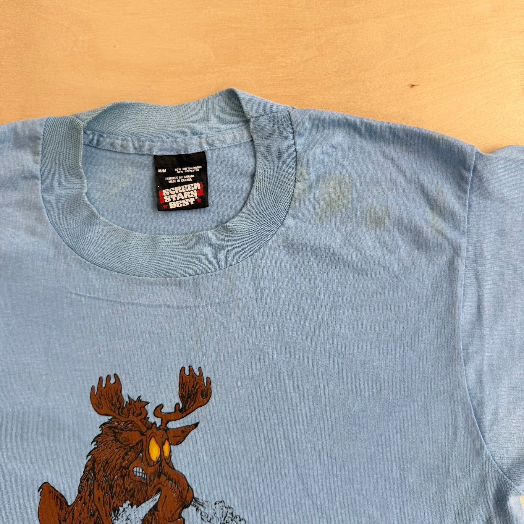 J- Vintage '91 BC Camping Moose Graphic Made In USA Single Stitch Tee - M