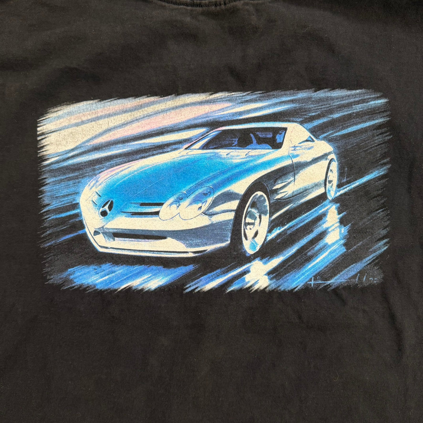 Vintage '99 The Mercedes-Benz Experience Dallas Logo & Car Graphic Tee - XL