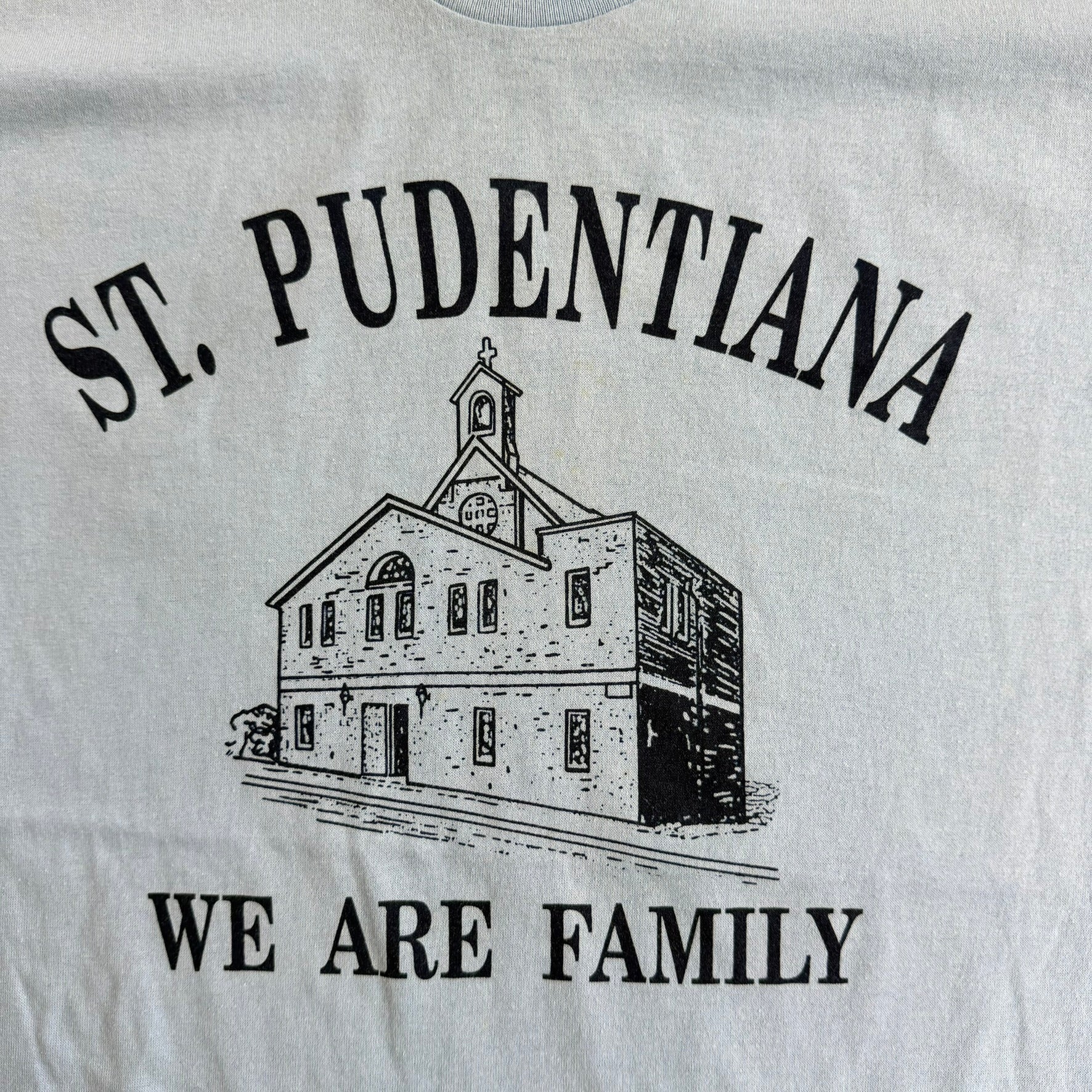 J- Vintage 90s St Pudentiana We Are Family Graphic Made In USA Single Stitch Tee - L