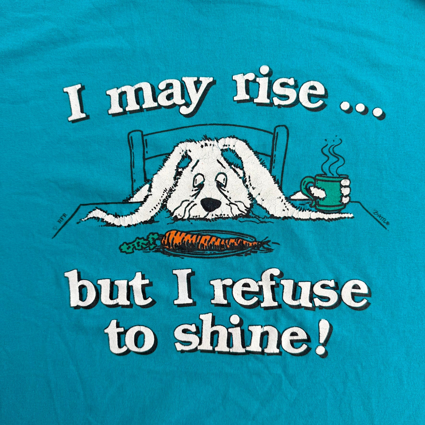 J- Vintage 90s I May Rise But I Refuse To Shine Cartoon Rabbit Graphic Made In USA Single Stitch Tee - 2XL