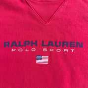 J- Vintage 90s Polo Sports RL Text & American Flag Graphic Made In USA Crewneck - L