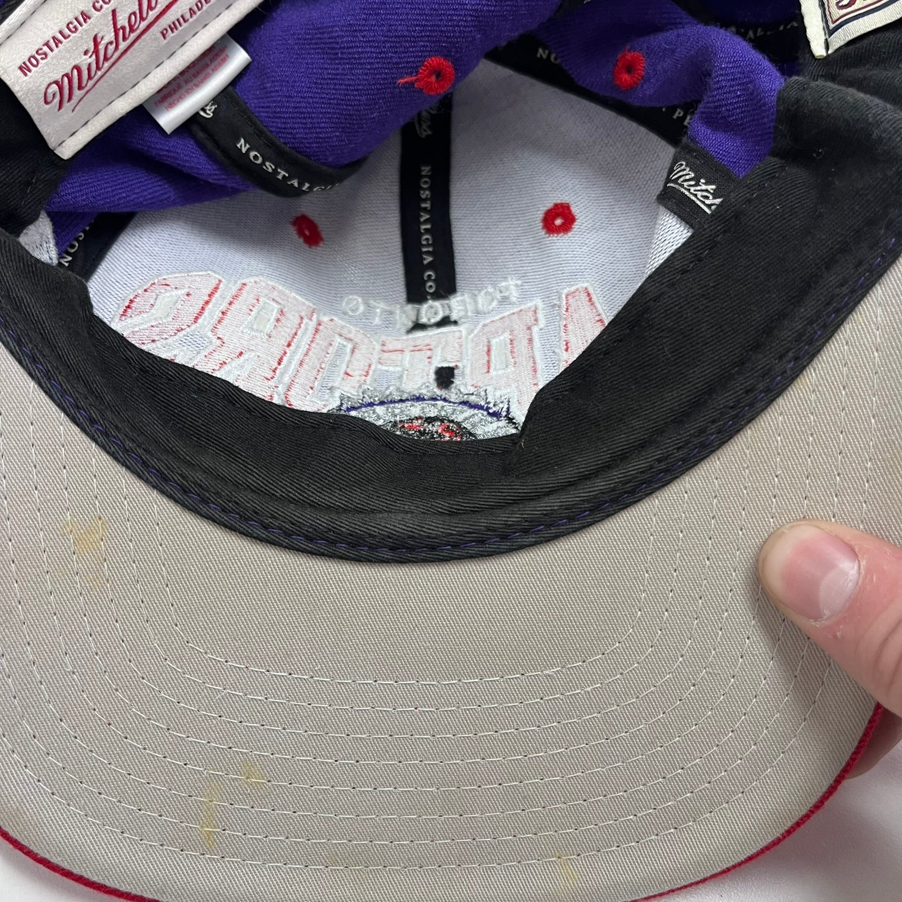 F- Vintage Toronto Raptors NBA Mitchell & Ness Old Logo & Text Snapback Hat