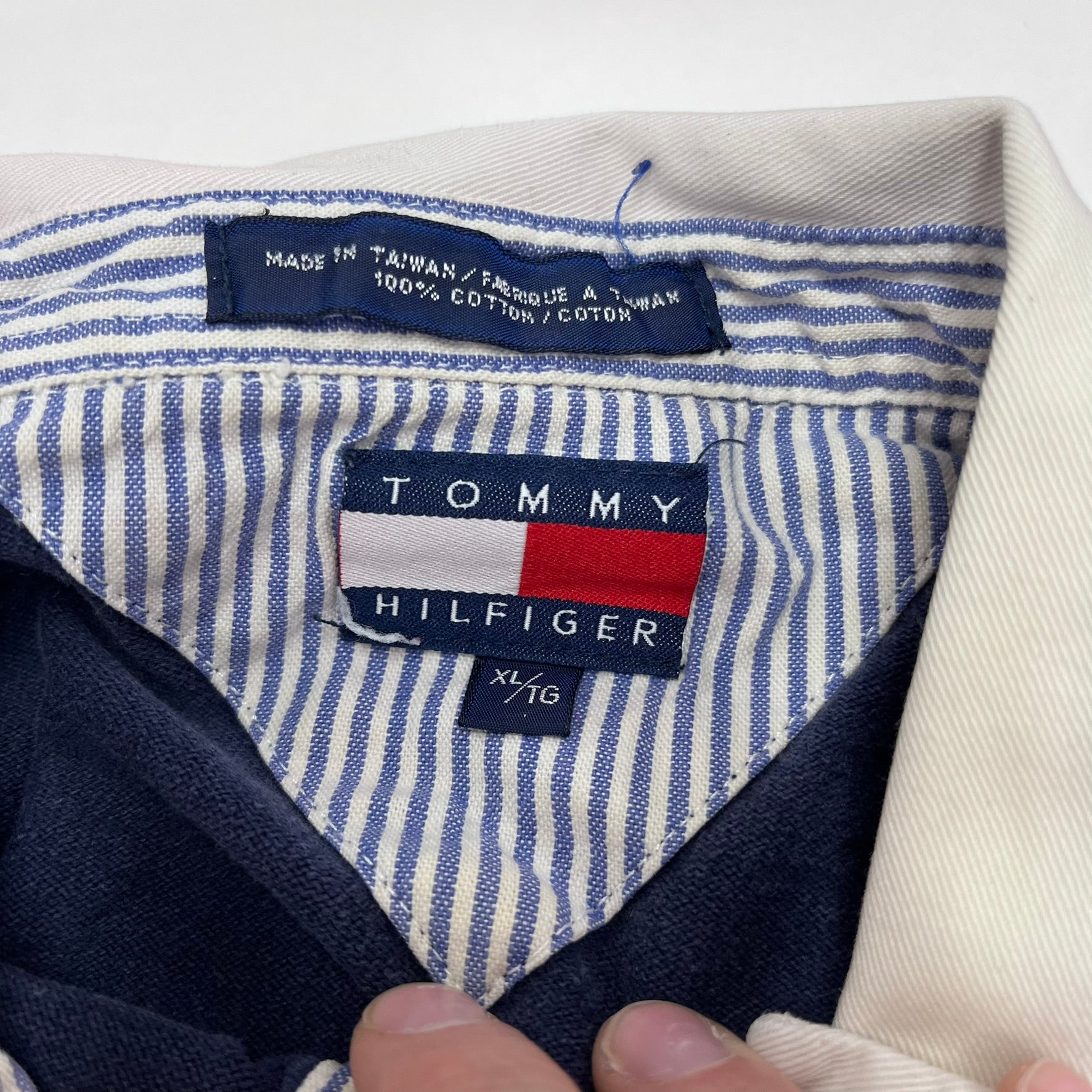 F- Vintage 90s Tommy Hilfiger Embroidered Logo & Crest Rugby Shirt