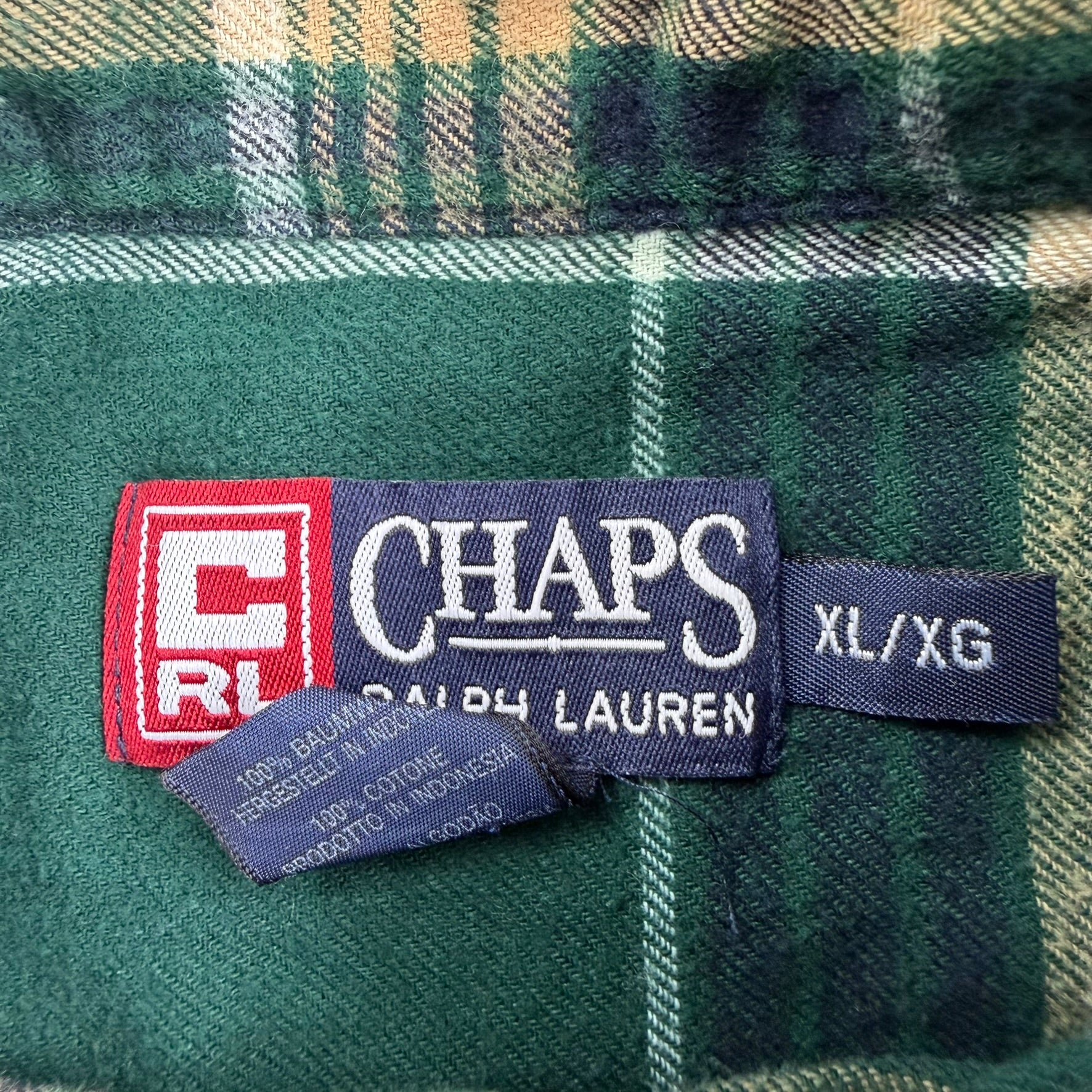 J- Vintage 90s Ralph Lauren Chaps Plaid Flannel Shirt - XL