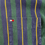 J- Vintage 90s Tommy Hilfiger Striped Button Down Shirt - L