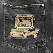 Vintage Exco Jeans Logo Faded Black Wide Leg Jeans - 35x29