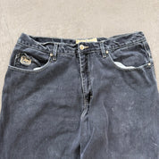 Vintage Exco Jeans Logo Faded Black Wide Leg Jeans - 35x29