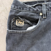 Vintage Exco Jeans Logo Faded Black Wide Leg Jeans - 35x29