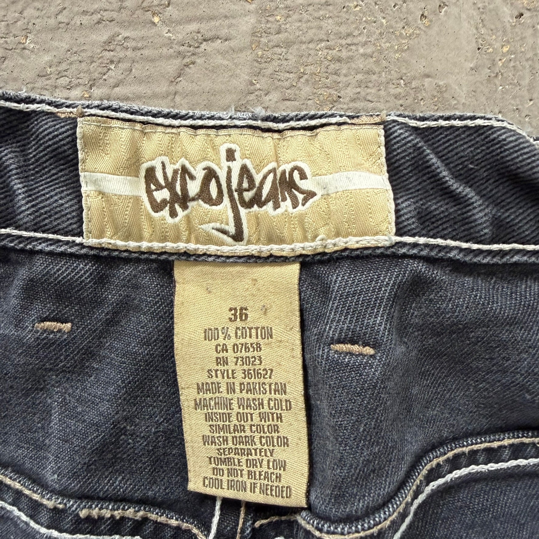 Vintage Exco Jeans Logo Faded Black Wide Leg Jeans - 35x29