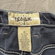 Vintage Exco Jeans Logo Faded Black Wide Leg Jeans - 35x29