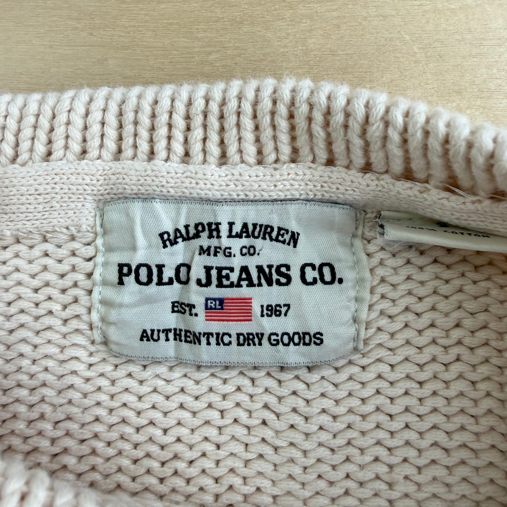 Vintage 90s Polo Jeans RL 1967 Felt Text Knit Sweater - S