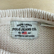Vintage 90s Polo Jeans RL 1967 Felt Text Knit Sweater - S
