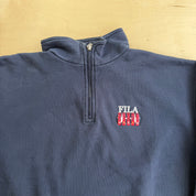 J- Vintage Fila Sport USA Embroidered Logo & Text Quarter Zip Crewneck - L (fits M)