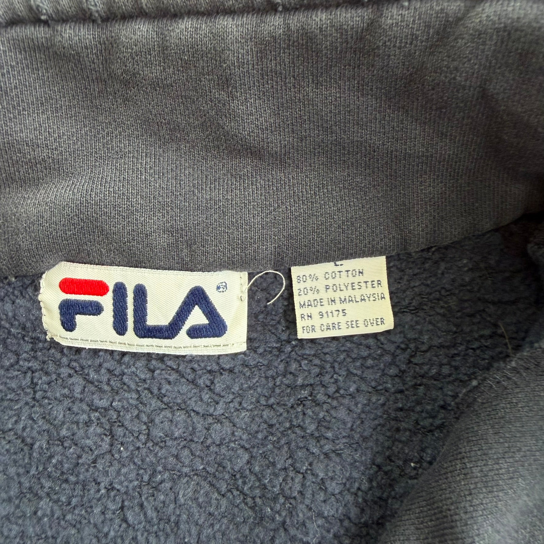J- Vintage Fila Sport USA Embroidered Logo & Text Quarter Zip Crewneck - L (fits M)