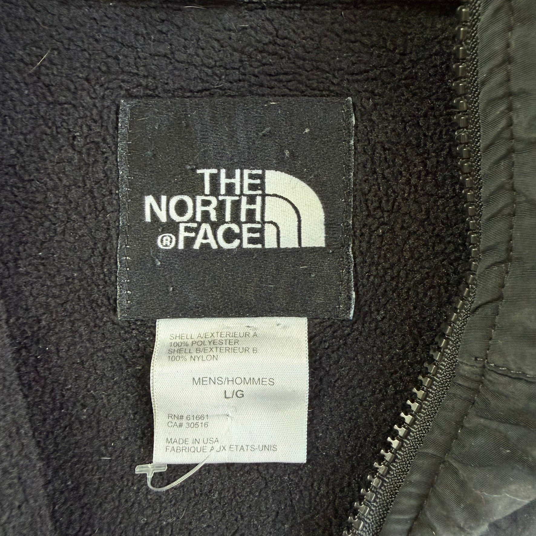 Vintage 90s The North Face Denali Made In USA Black Polar Fleece Jacket - L