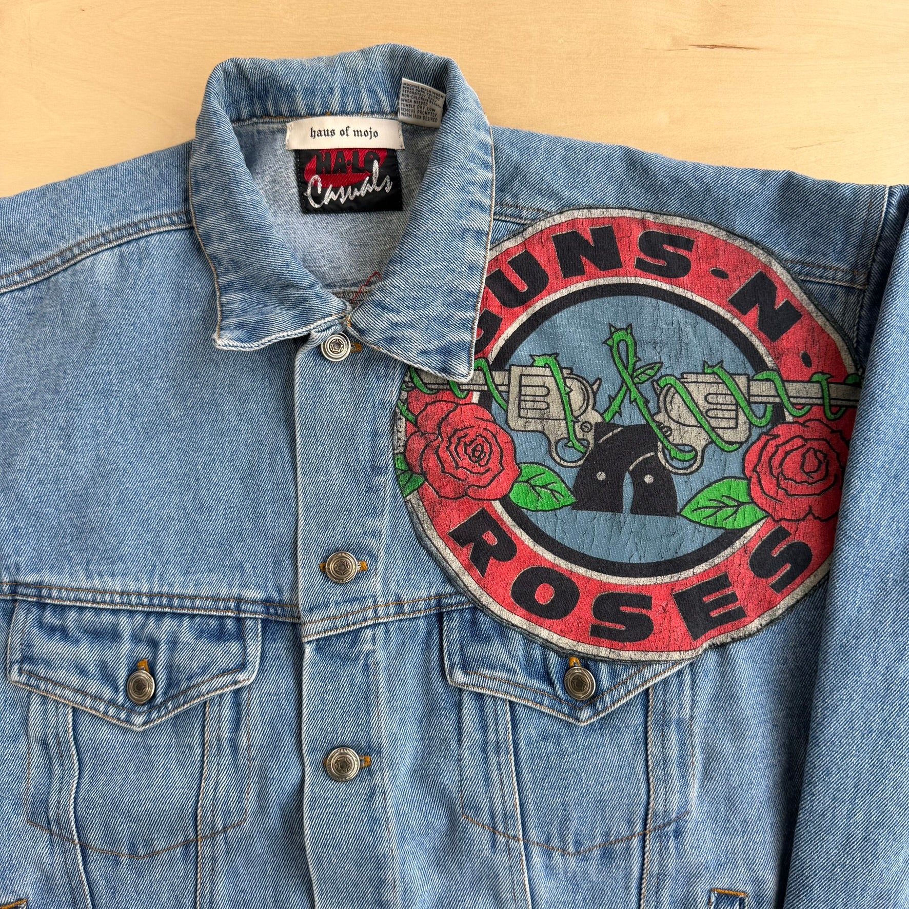 HOM Guns & Roses Logos Reworked Denim Jacket - M