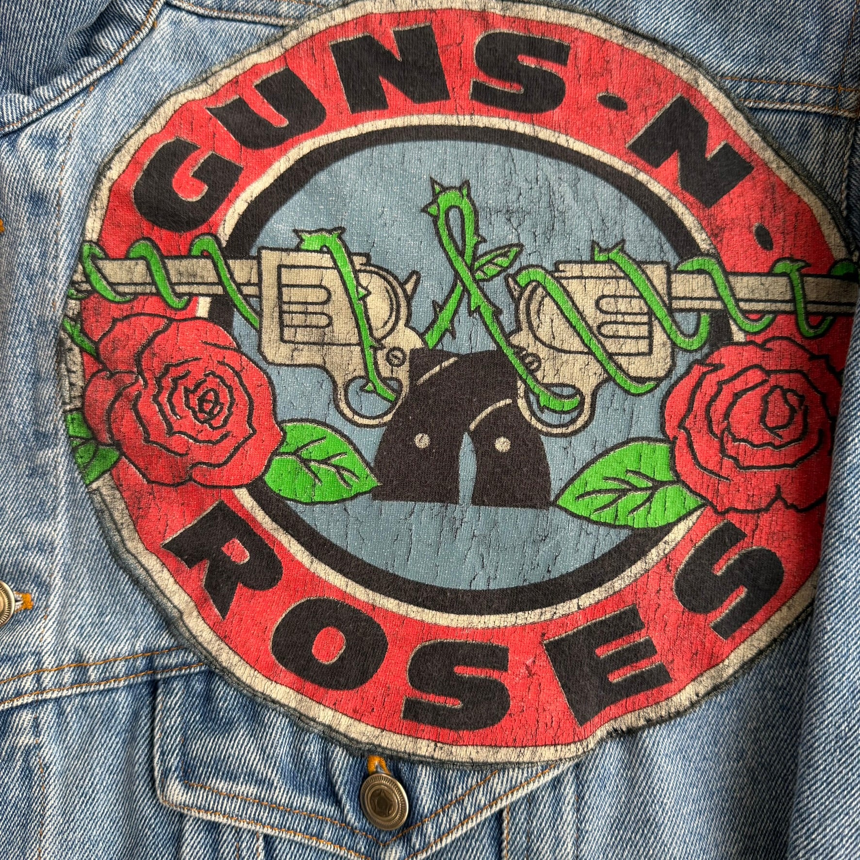 HOM Guns & Roses Logos Reworked Denim Jacket - M