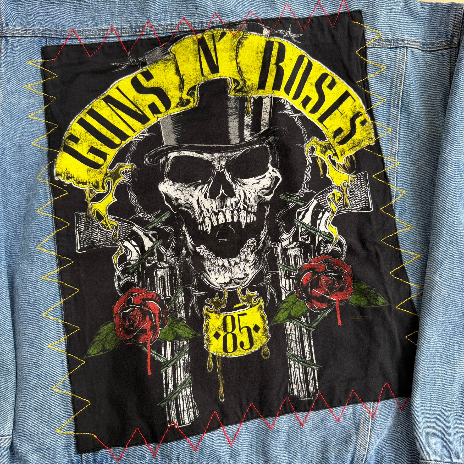 HOM Guns & Roses Logos Reworked Denim Jacket - M