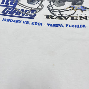 F- Vintage 2001 Super Bowl 35 NY Giants Vs Baltimore Ravens NFL Logo Athletic Promo Tee