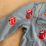 HOM The Rolling Stones Embroidered Tongue Logo Reworked Denim Jacket - M