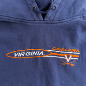 J- Vintage University Of Virginia Cavaliers Embroidered Logo Graphic Pro Player Hoodie - XL