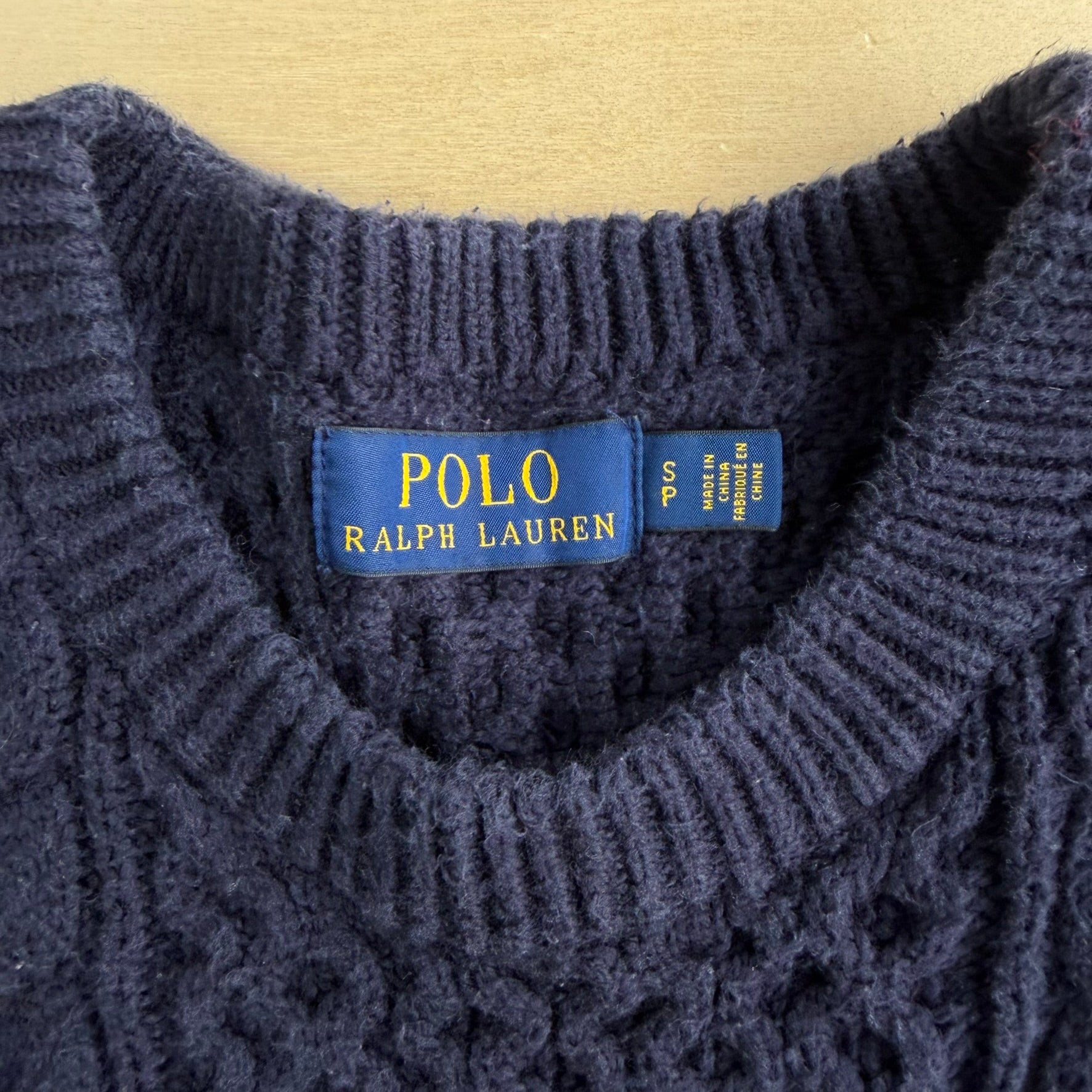 Polo Ralph Lauren Navy Cable Knit Sweater - S