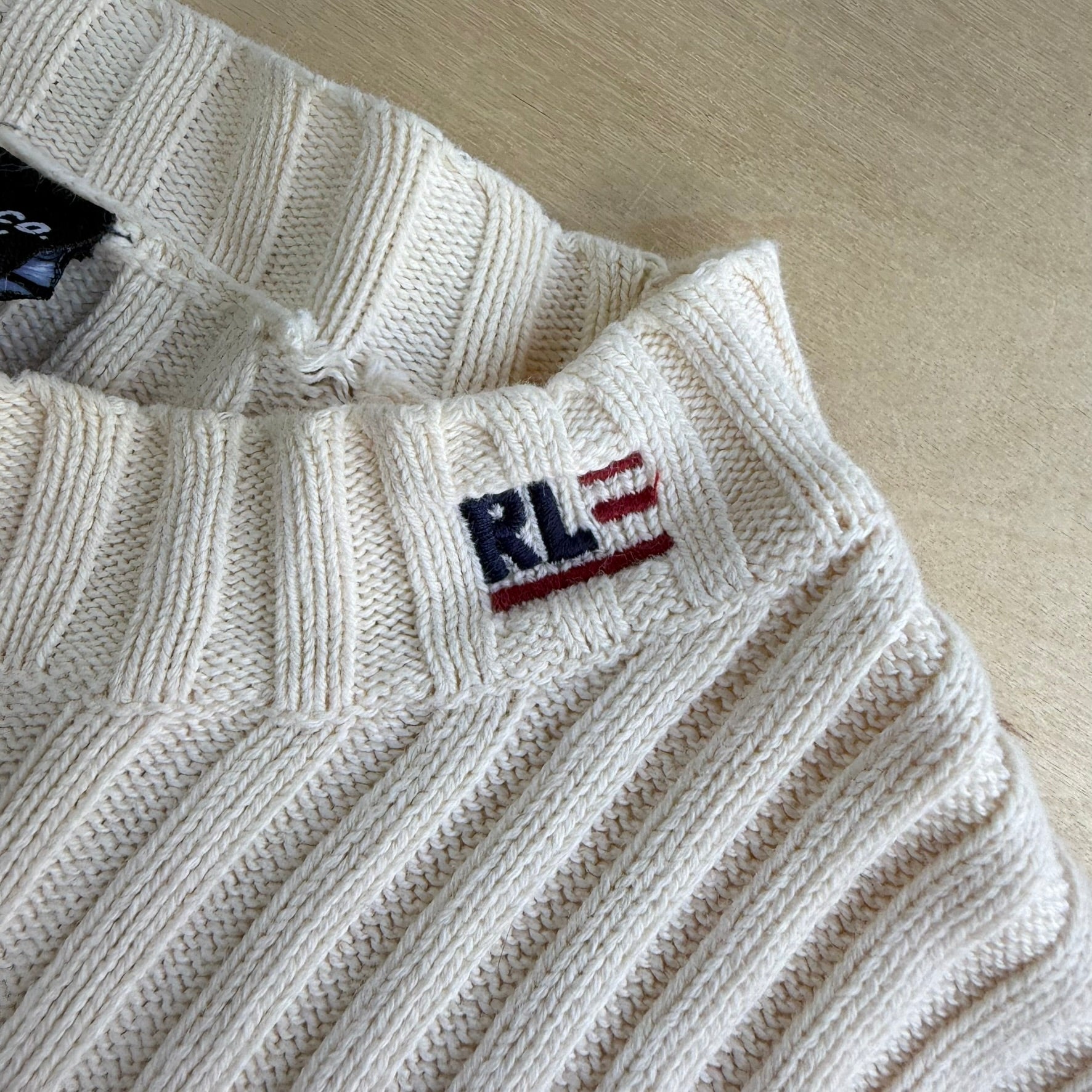 Vintage 00s Women's Polo Jeans RL Embroidered Text Ribbed Knit Sweater - Women's S