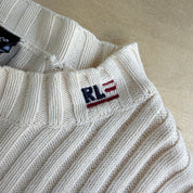 Vintage 00s Women's Polo Jeans RL Embroidered Text Ribbed Knit Sweater - Women's S