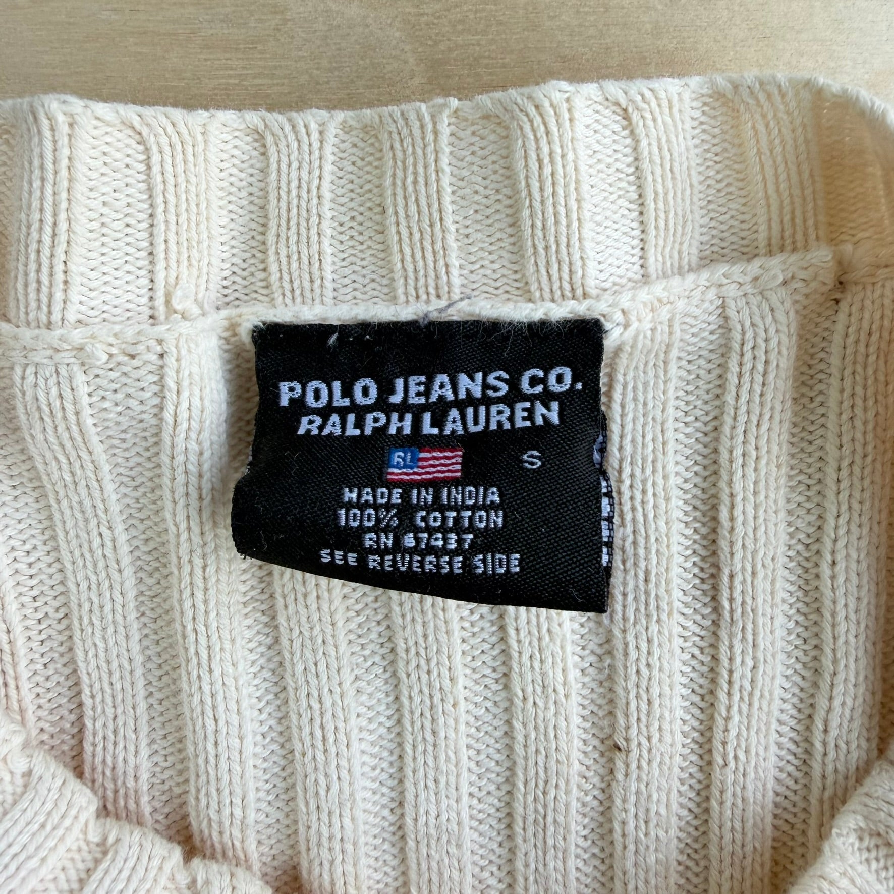 Vintage 00s Women's Polo Jeans RL Embroidered Text Ribbed Knit Sweater - Women's S