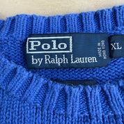 Vintage 90s Polo RL Embroidered Logo Blue Knit Sweater - XL
