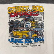 J- Vintage '84 Street Rod Drags Car Graphic Ringer Tee - L