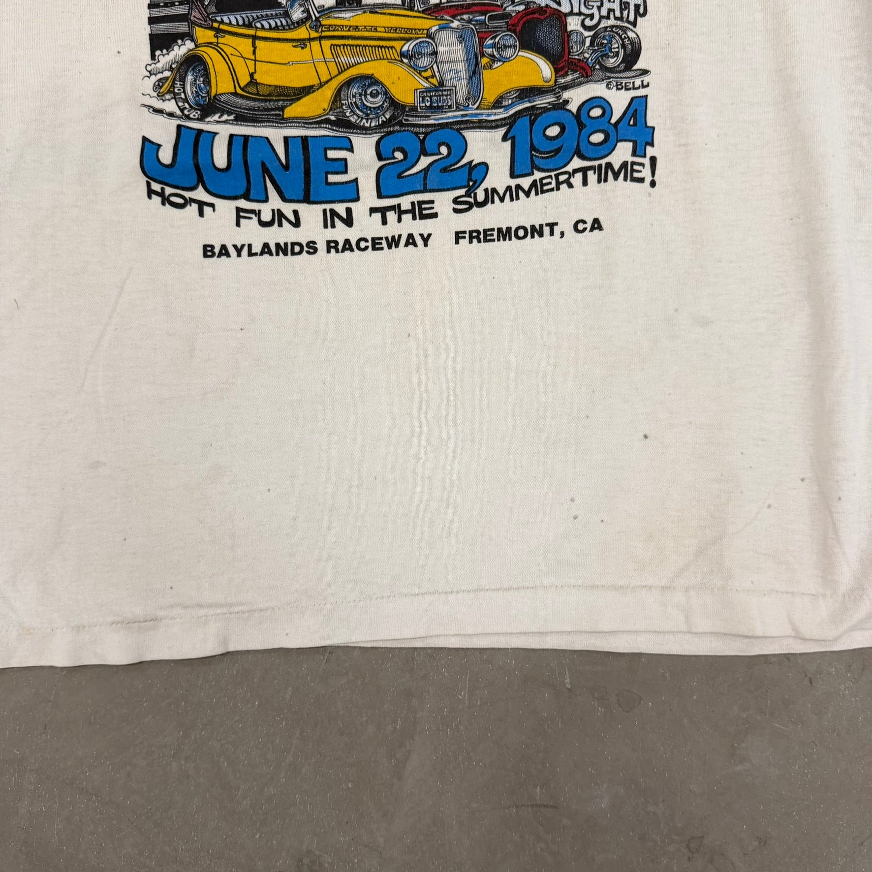 J- Vintage '84 Street Rod Drags Car Graphic Ringer Tee - L