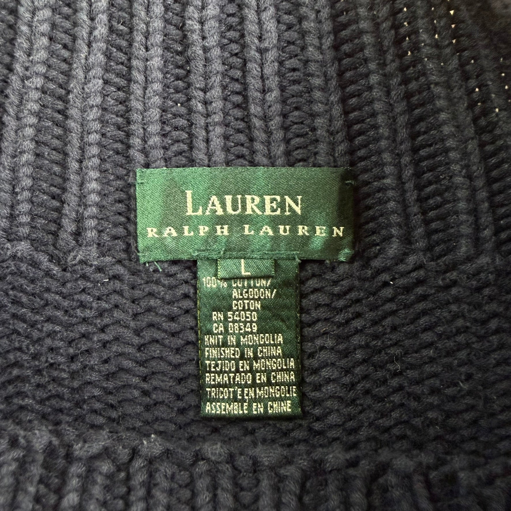 Vintage Women's Lauren By RL Navy Mock Raglan Sleeve Knit Sweater - Women's L