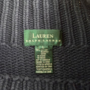 Vintage Women's Lauren By RL Navy Mock Raglan Sleeve Knit Sweater - Women's L