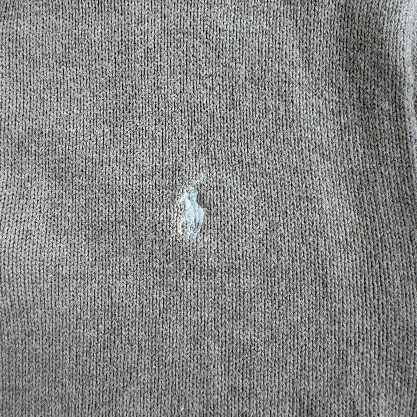 Polo RL Embroidered Logo Khaki Henley Knit Sweater - L