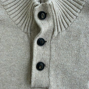 Polo RL Embroidered Logo Khaki Henley Knit Sweater - L