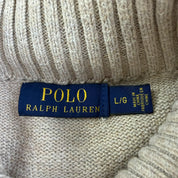 Polo RL Embroidered Logo Khaki Henley Knit Sweater - L