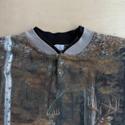 J- Vintage Artisan Design Deers All Over Print Made In USA Henley Crewneck - M