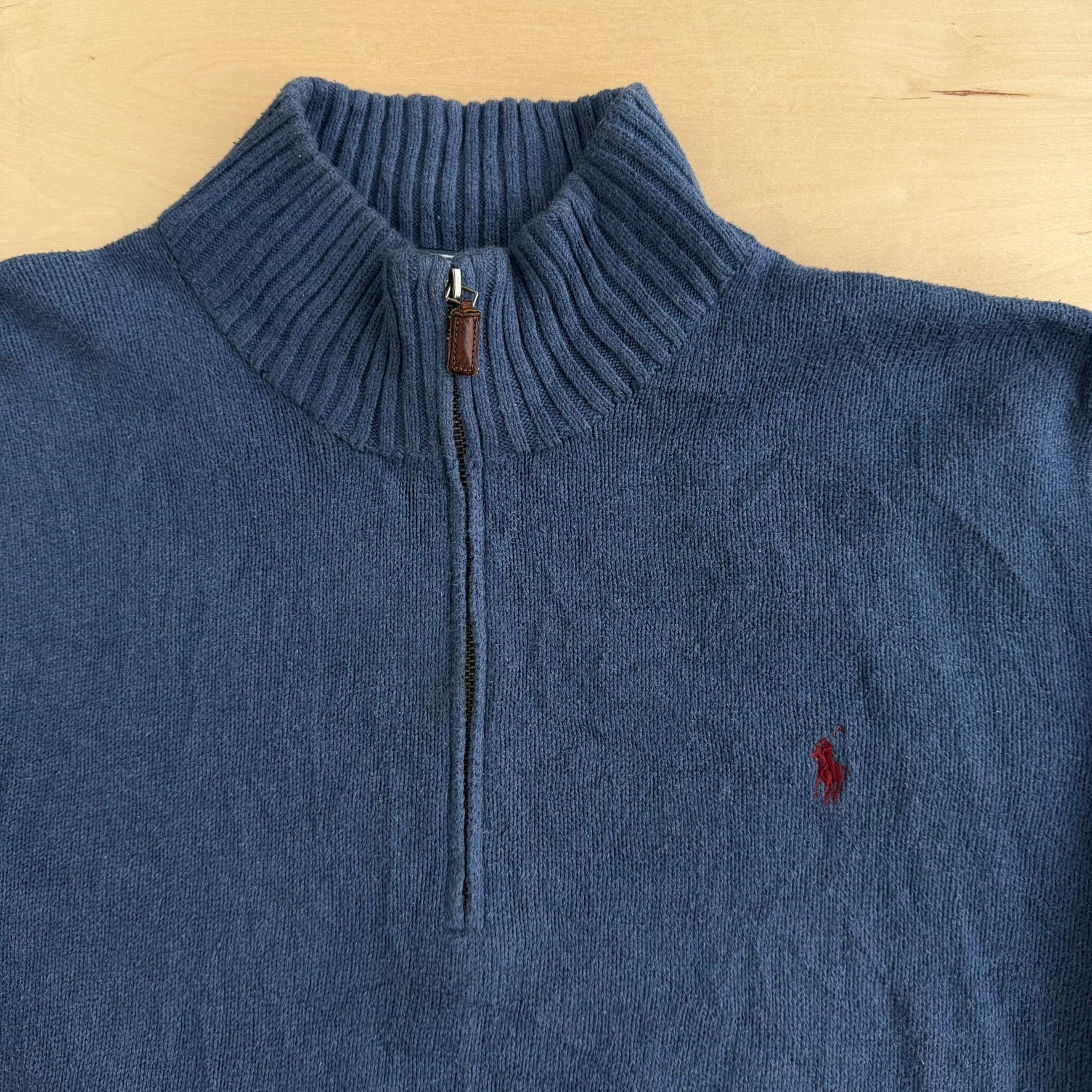 Vintage 90s Polo RL Embroidered Logo Quarter Zip Knit Sweater - 2XL