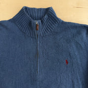 Vintage 90s Polo RL Embroidered Logo Quarter Zip Knit Sweater - 2XL