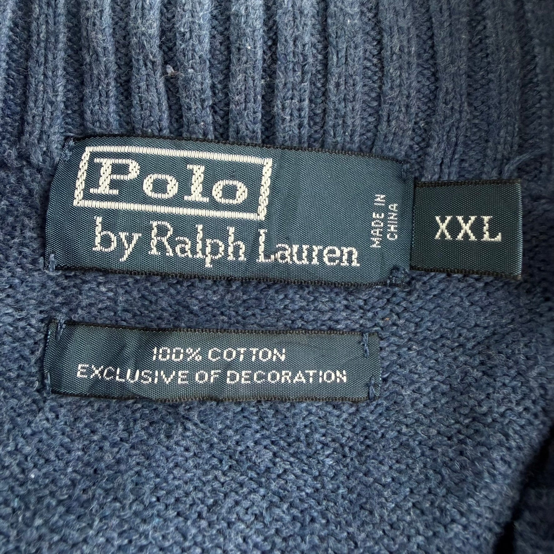 Vintage 90s Polo RL Embroidered Logo Quarter Zip Knit Sweater - 2XL