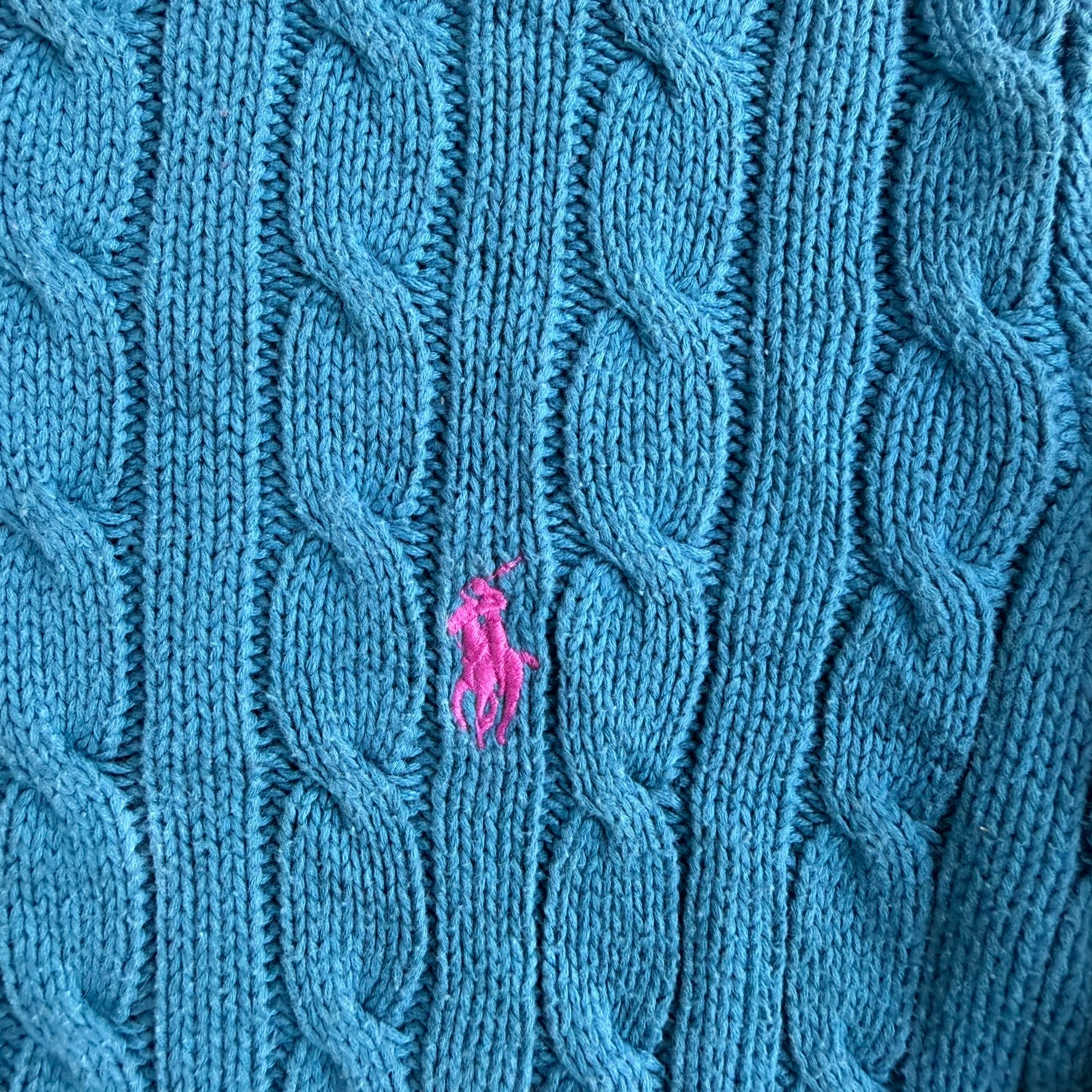 Vintage Women's Ralph Lauren Sports Embroidered Logo Teal Knit Sweater - Women's S