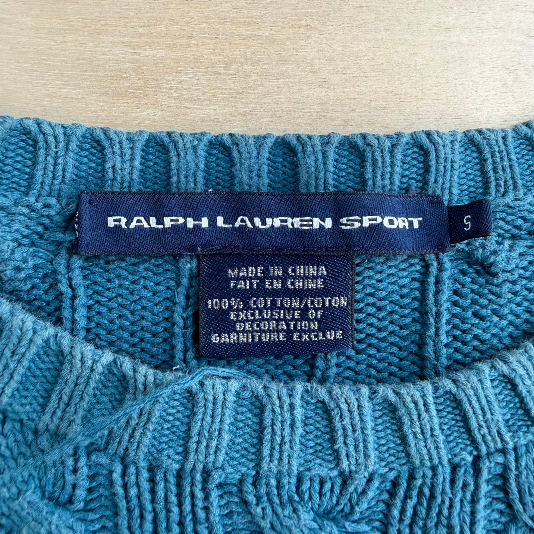 Vintage Women's Ralph Lauren Sports Embroidered Logo Teal Knit Sweater - Women's S