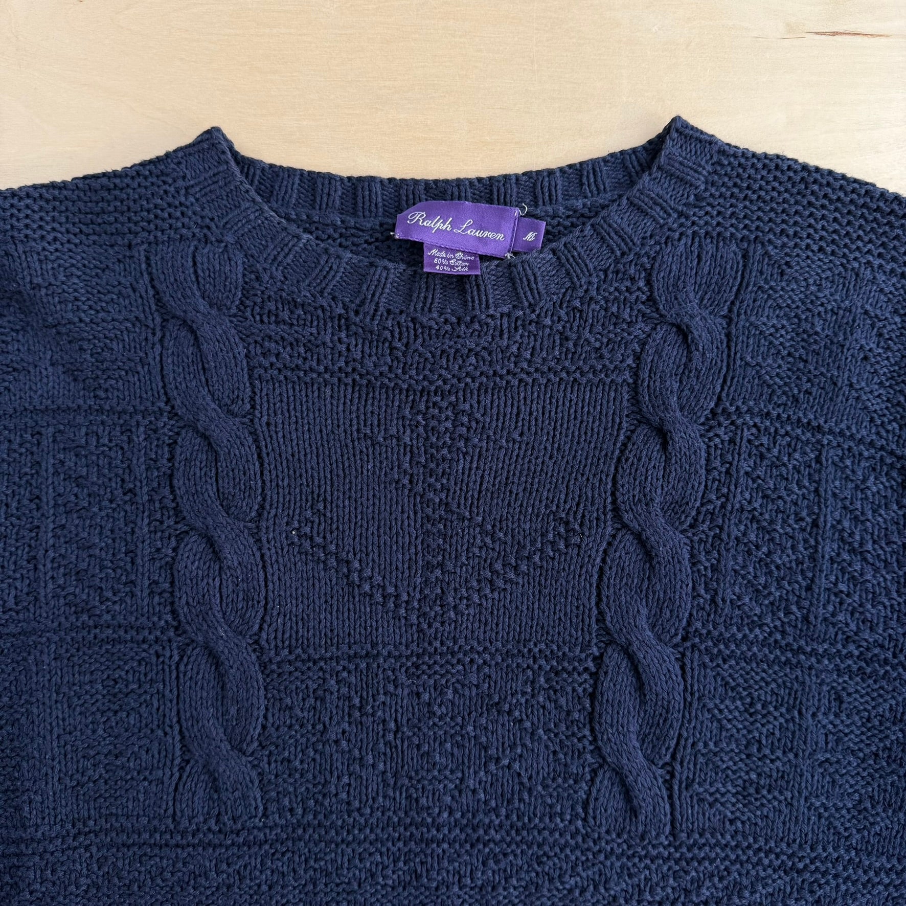Vintage 90s Women's Ralph Lauren Purple Label Cable Knit Sampler Knit Sweater - Women's M